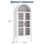Mobiletto contenitore, Nero/Bianco, Stile ad arco, Singolo, Alto 71 con Luci LED e Ante in Vetro