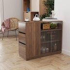 GDFStudio Hikaru Credenza Madia Moderna con Ante Scorrevoli in Vetro e Cassetti