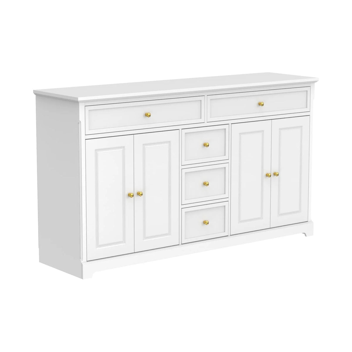 59.1'' Credenza Buffet Bianco Laccato Mid-Century Modern Contemporaneo