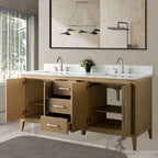 Mobile lavabo doppio Vanity Art 72 per bagno, con top in marmo tecnico