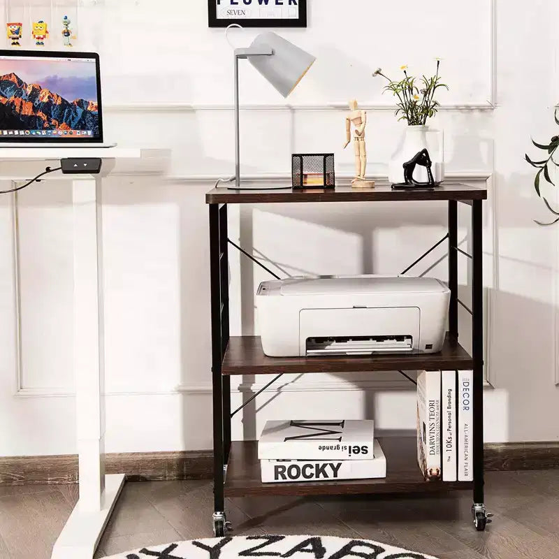 Scaffale da Cucina a 3 Livelli Costway, Carrello per Forno a Microonde con Gancio