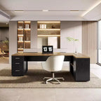 Scrivania direzionale a L Lantine 85,8, scrivania da computer da ufficio extra large con cassetti portadocumenti per l'home office
