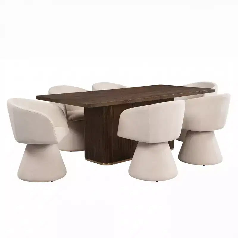 Christopher Knight Home Yodsak Set da pranzo moderno in 7 pezzi in legno e metallo con sedie girevoli a 180°