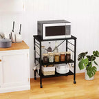 Scaffale da Cucina a 3 Livelli Costway, Carrello per Forno a Microonde con Gancio