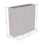 Armadio a 2 ante con specchio, frontale in vetro, 2 persone (grigio / nero / bianco)