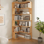 Libreria a giorno verticale a L in legno finitura naturale