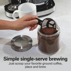 Macchina da caffè 2 in 1 da 12 tazze con caraffa in vetro e singola porzione, Pausa e Servi automatico, Nera