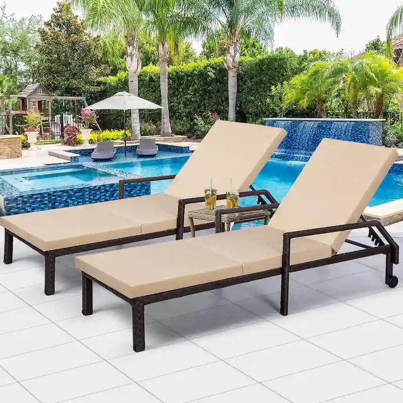 AECOJOY Sedia a Sdraio da Giardino, Lettino Reclinabile per Piscina