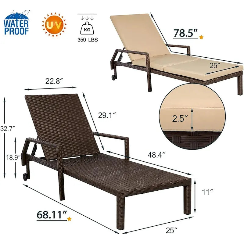 AECOJOY Sedia a Sdraio da Giardino, Lettino Reclinabile per Piscina