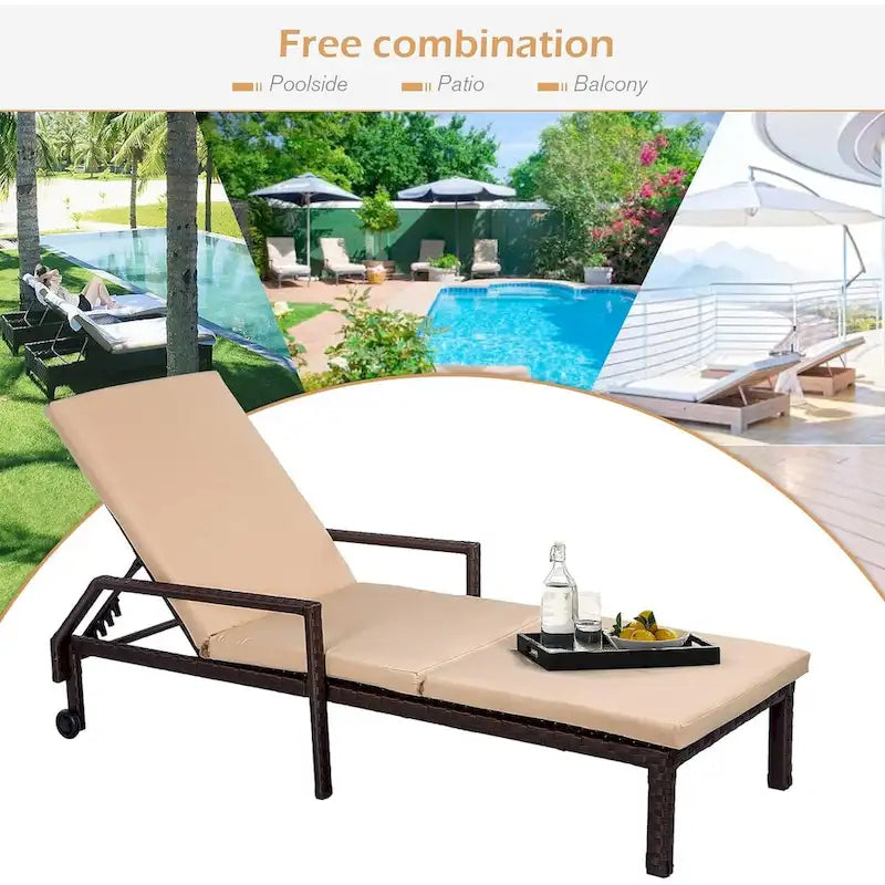 AECOJOY Sedia a Sdraio da Giardino, Lettino Reclinabile per Piscina