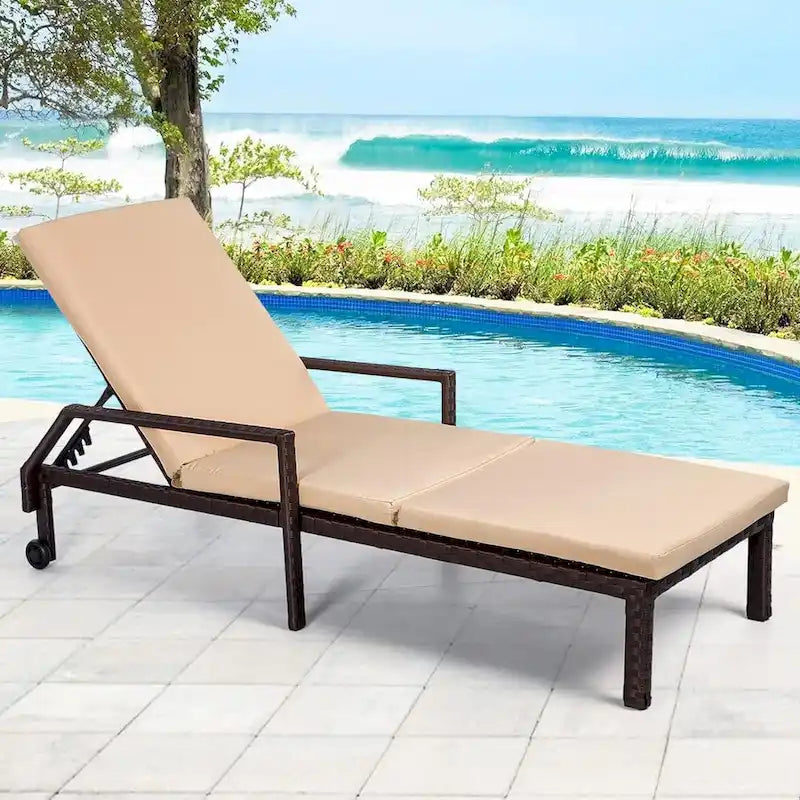 AECOJOY Sedia a Sdraio da Giardino, Lettino Reclinabile per Piscina