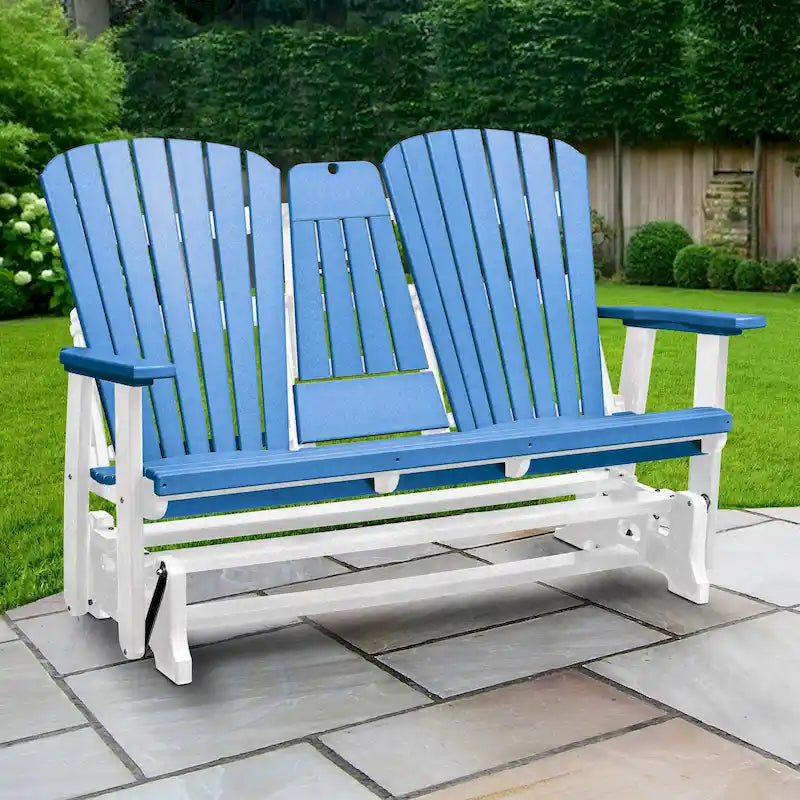 American Furniture Classics Dondolo a Due Posti con Schienale a Ventaglio e Tavolino/Portabicchieri a Scomparsa - N/A