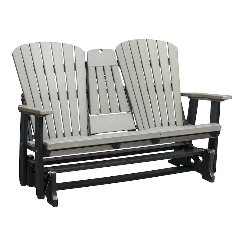 American Furniture Classics Dondolo a Due Posti con Schienale a Ventaglio e Tavolino/Portabicchieri a Scomparsa - N/A