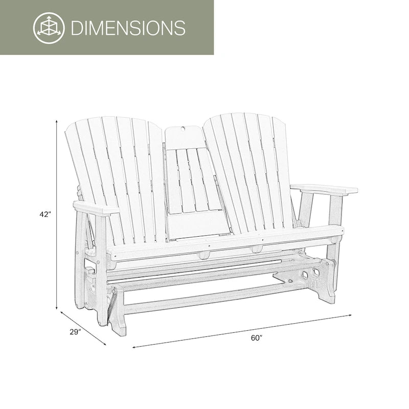 American Furniture Classics Dondolo a Due Posti con Schienale a Ventaglio e Tavolino/Portabicchieri a Scomparsa - N/A