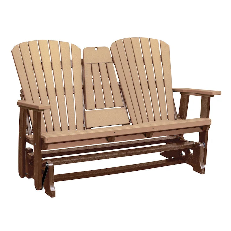 American Furniture Classics Dondolo a Due Posti con Schienale a Ventaglio e Tavolino/Portabicchieri a Scomparsa - N/A