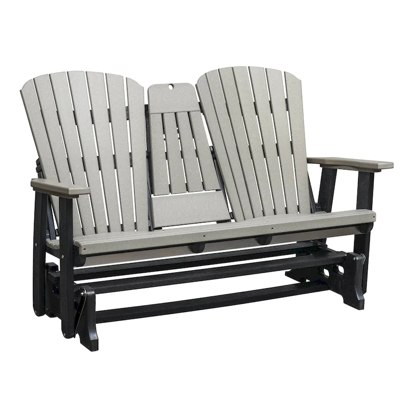 American Furniture Classics Dondolo a Due Posti con Schienale a Ventaglio e Tavolino/Portabicchieri a Scomparsa - N/A