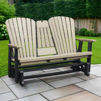 American Furniture Classics Dondolo a Due Posti con Schienale a Ventaglio e Tavolino/Portabicchieri a Scomparsa - N/A