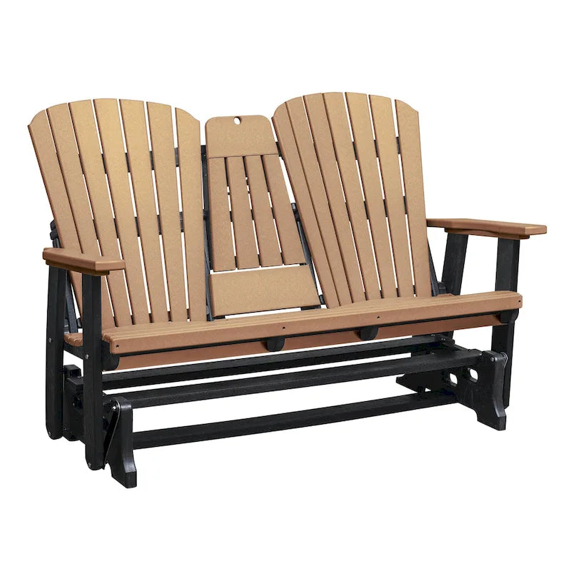 American Furniture Classics Dondolo a Due Posti con Schienale a Ventaglio e Tavolino/Portabicchieri a Scomparsa - N/A