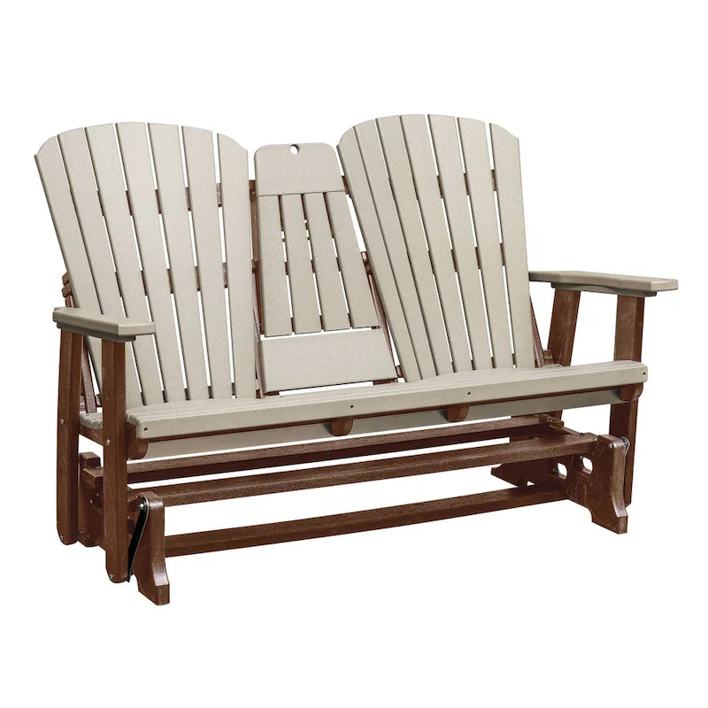 American Furniture Classics Dondolo a Due Posti con Schienale a Ventaglio e Tavolino/Portabicchieri a Scomparsa - N/A