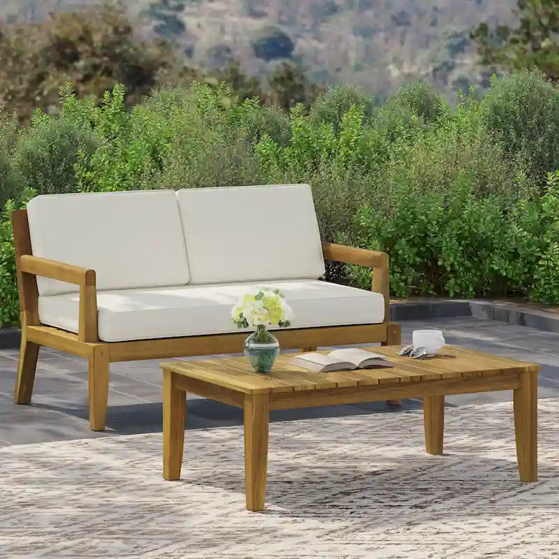 Set Divanetto e Tavolino da Caffè in Legno d'Acacia per Esterni Rossville di Christopher Knight Home