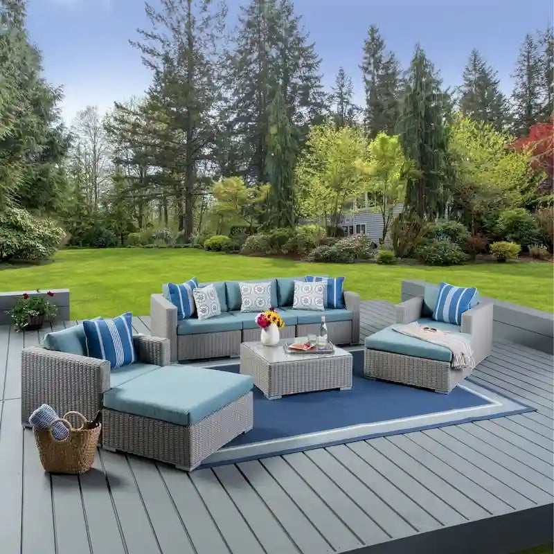 Set divano componibile da esterni a 8 pezzi in vimini Santa Rosa con cuscini di Christopher Knight Home
