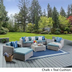 Set divano componibile da esterni a 8 pezzi in vimini Santa Rosa con cuscini di Christopher Knight Home