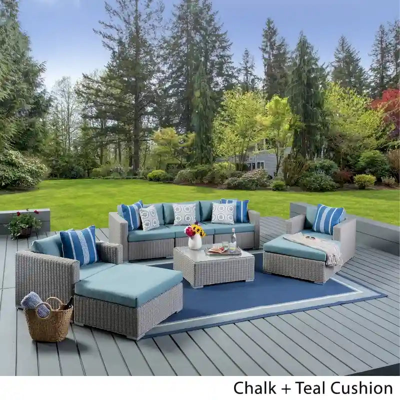 Set divano componibile da esterni a 8 pezzi in vimini Santa Rosa con cuscini di Christopher Knight Home