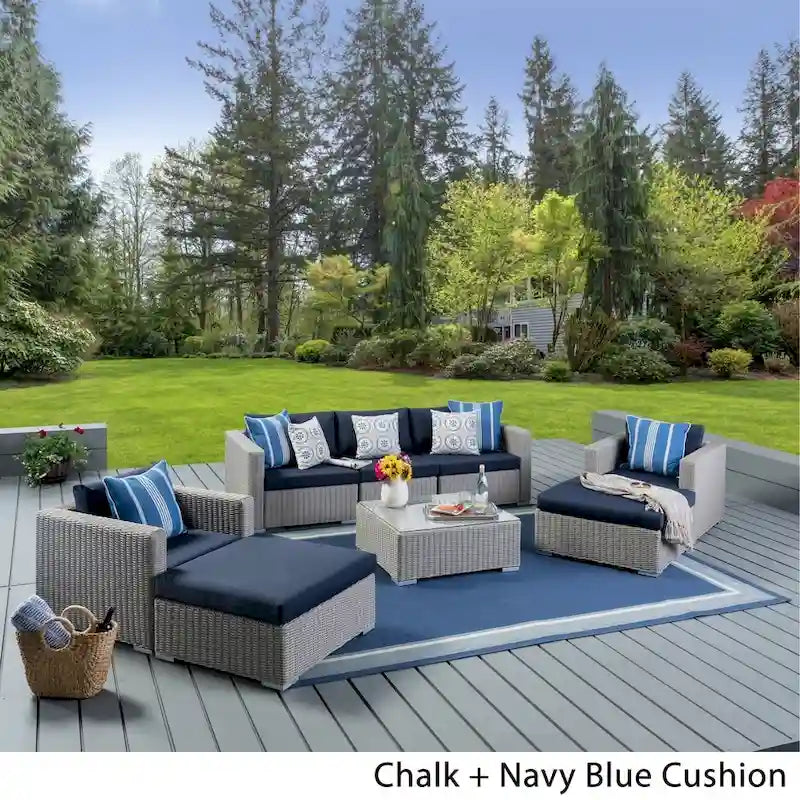 Set divano componibile da esterni a 8 pezzi in vimini Santa Rosa con cuscini di Christopher Knight Home