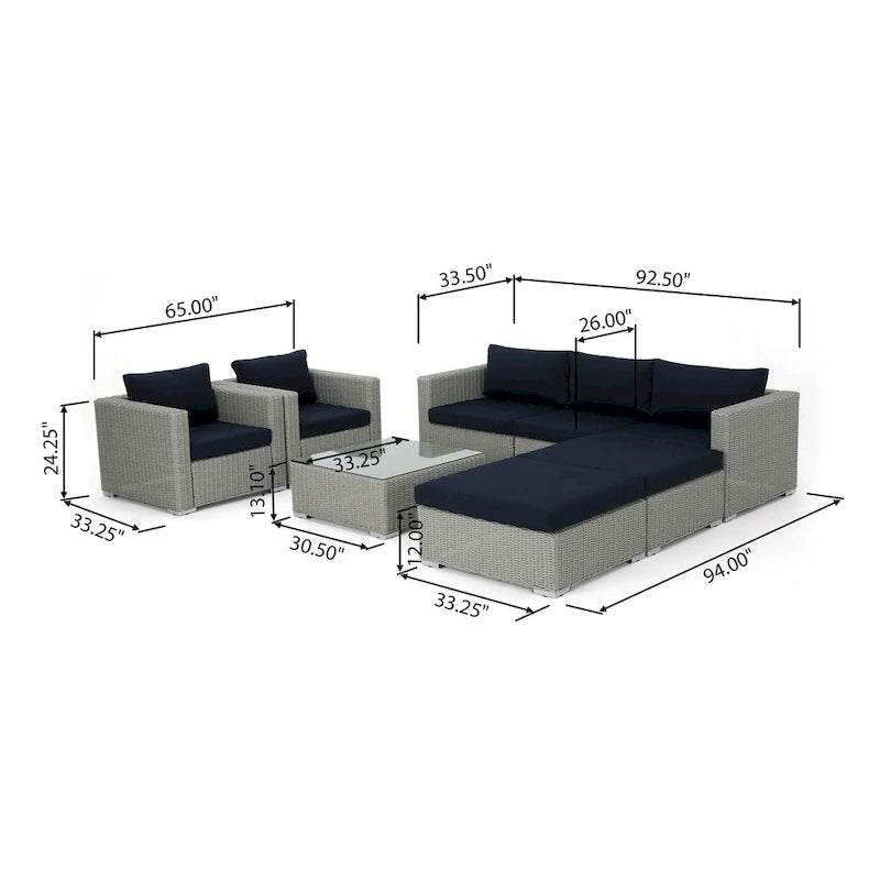 Set divano componibile da esterni a 8 pezzi in vimini Santa Rosa con cuscini di Christopher Knight Home