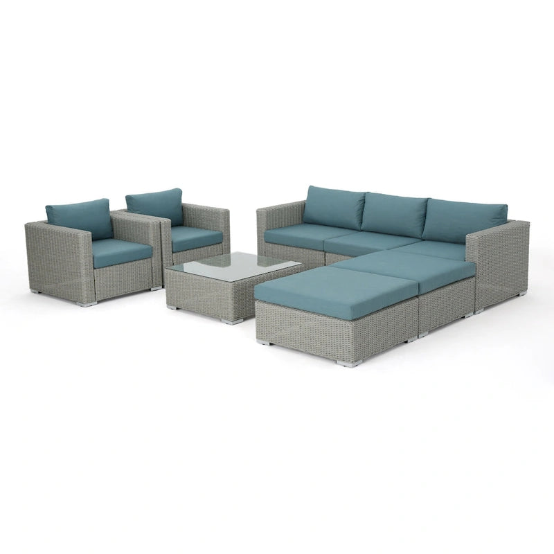 Set divano componibile da esterni a 8 pezzi in vimini Santa Rosa con cuscini di Christopher Knight Home