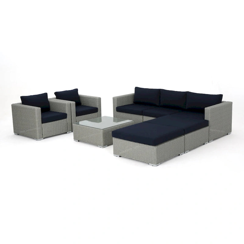 Set divano componibile da esterni a 8 pezzi in vimini Santa Rosa con cuscini di Christopher Knight Home