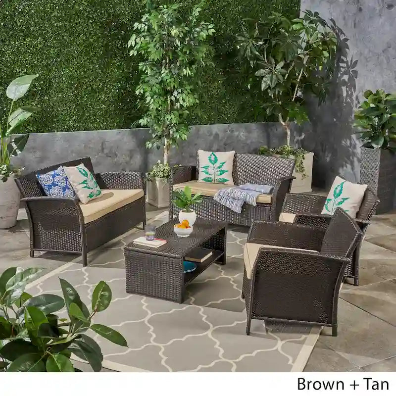 Set conversazione da esterno a 6 posti in vimini St. Lucia di Christopher Knight Home