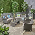 Set conversazione da esterno a 6 posti in vimini St. Lucia di Christopher Knight Home