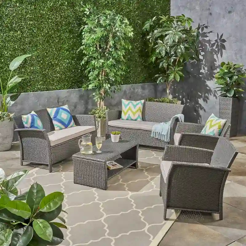 Set conversazione da esterno a 6 posti in vimini St. Lucia di Christopher Knight Home