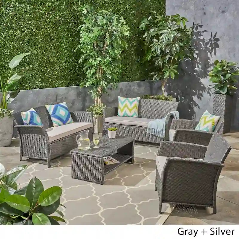 Set conversazione da esterno a 6 posti in vimini St. Lucia di Christopher Knight Home