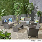 Set conversazione da esterno a 6 posti in vimini St. Lucia di Christopher Knight Home