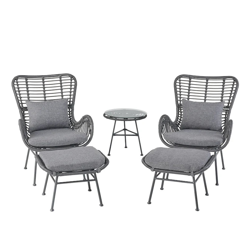 Set conversazione Montana Outdoor in 5 pezzi in vimini di Christopher Knight Home