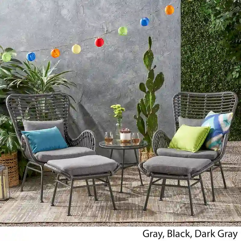 Set conversazione Montana Outdoor in 5 pezzi in vimini di Christopher Knight Home