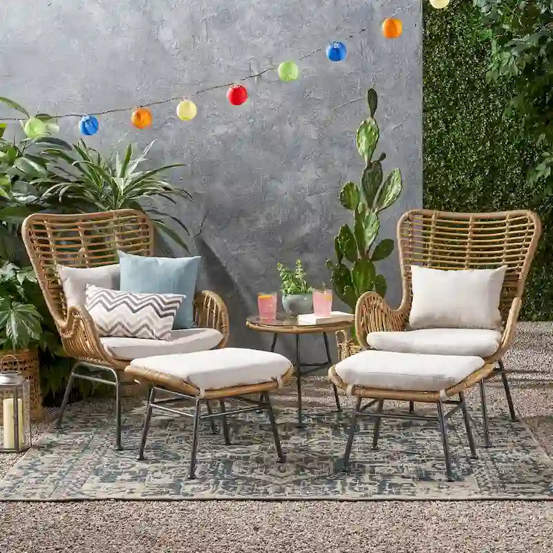 Set conversazione Montana Outdoor in 5 pezzi in vimini di Christopher Knight Home