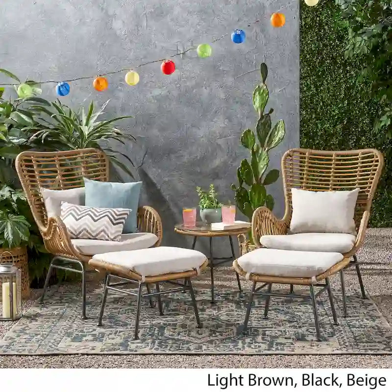 Set conversazione Montana Outdoor in 5 pezzi in vimini di Christopher Knight Home