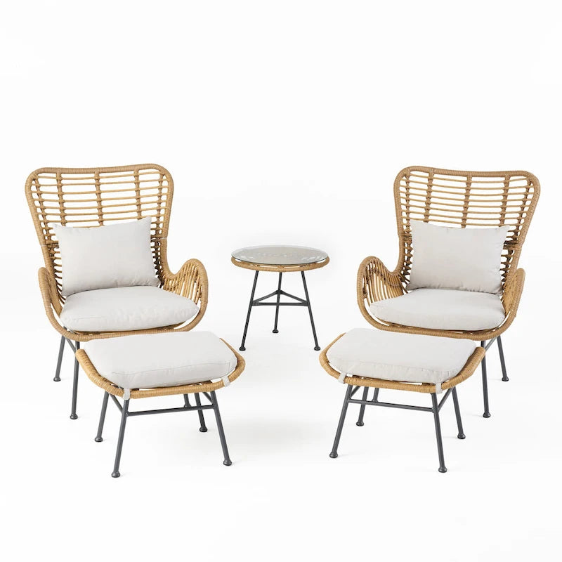 Set conversazione Montana Outdoor in 5 pezzi in vimini di Christopher Knight Home