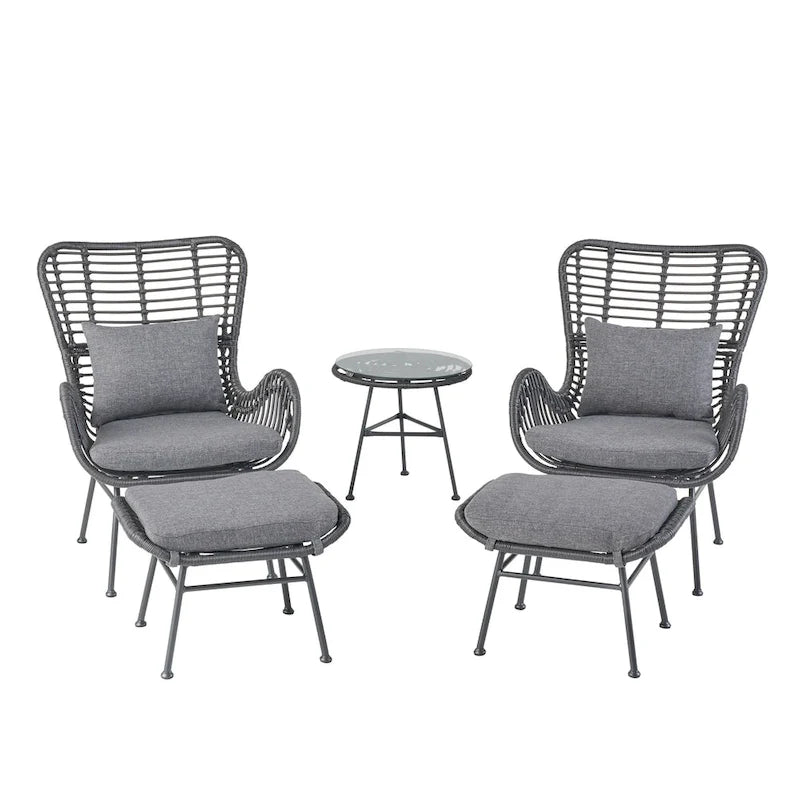 Set conversazione Montana Outdoor in 5 pezzi in vimini di Christopher Knight Home