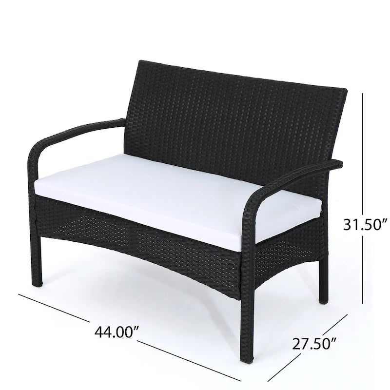 Set Conversazione da Esterno in Rattan Sintetico a 4 Pezzi Cordoba con Cuscini di Christopher Knight Home