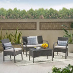 Set Conversazione da Esterno in Rattan Sintetico a 4 Pezzi Cordoba con Cuscini di Christopher Knight Home