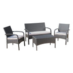 Set Conversazione da Esterno in Rattan Sintetico a 4 Pezzi Cordoba con Cuscini di Christopher Knight Home