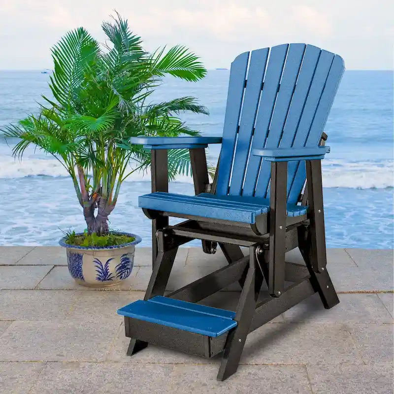 Dondolo da balcone OS Home and Office Model Fan Back, blu con base nera