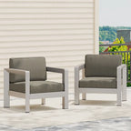 Poltrone da club da esterno in alluminio Aviara (set da 2) di Christopher Knight Home