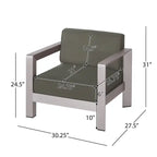 Poltrone da club da esterno in alluminio Aviara (set da 2) di Christopher Knight Home