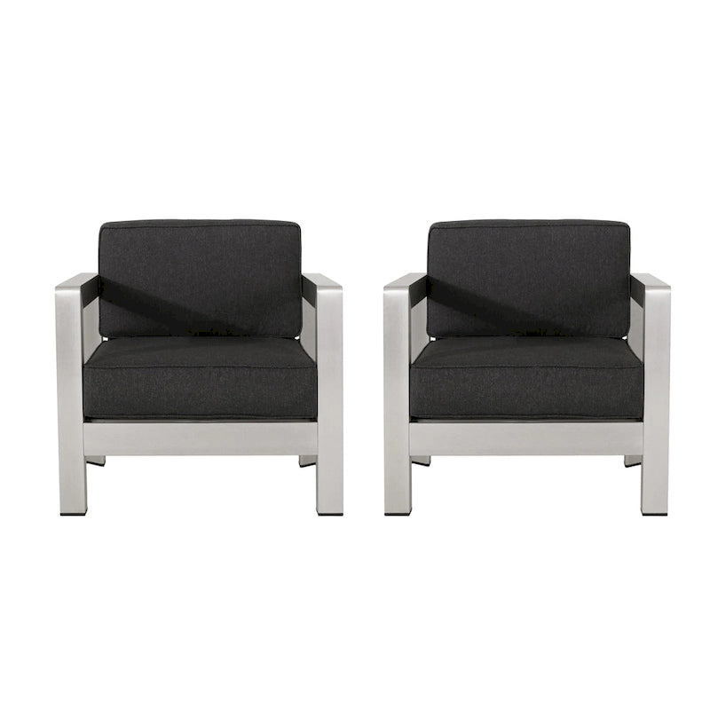 Poltrone da club da esterno in alluminio Aviara (set da 2) di Christopher Knight Home