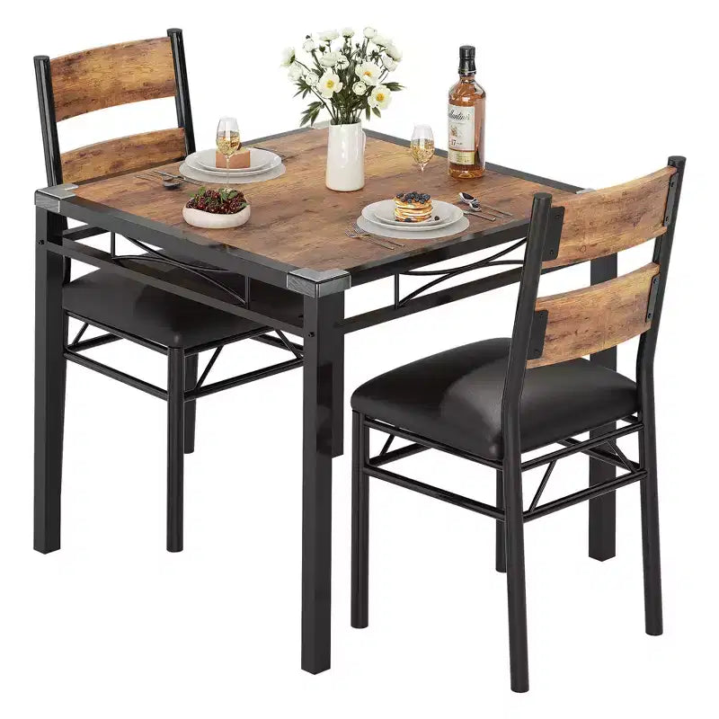 Set tavolo da pranzo per 4 persone, con 4 sedie imbottite, set tavolo da pranzo da 5 pezzi in legno con protezione angolare per cucina, appartamento, piccoli spazi